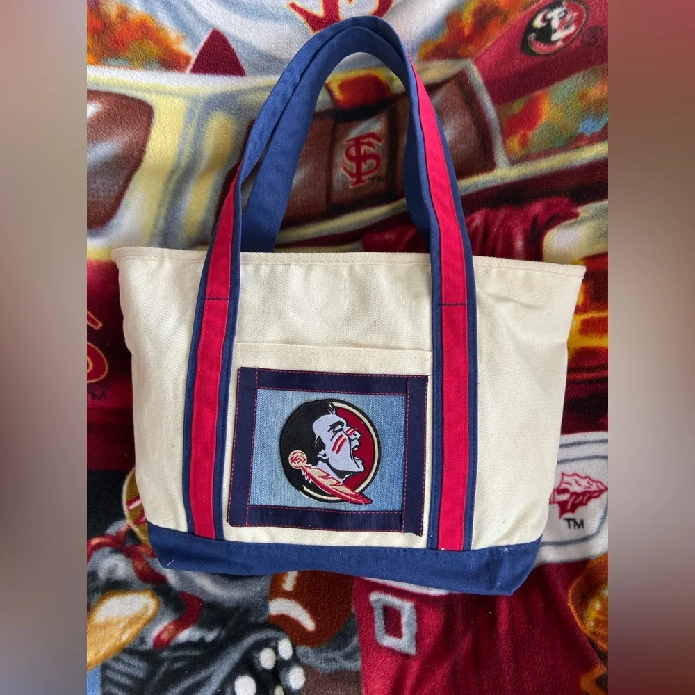 Florida State University Handcrafted Canvas Tote Bag with Patchwok